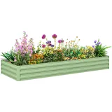 Outsunny Hochbeet Stahl, Pflanzbeet Frühbeet Gartenbeet Blumenkasten steckbar, Pflanzkasten Pflanzkübel Gemüsebeet 241x90,5x30cm für Garten Terrasse, für