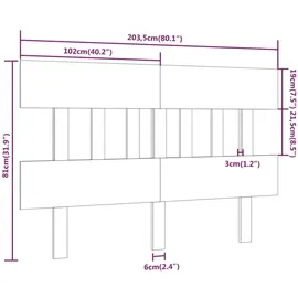 vidaXL Kopfteil Honigbraun 203,5x3x81 cm Massivholz Kiefer