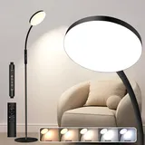 LED Stehlampe Dimmbar 5 Lichtfarbe,Leselampe Fernbedienung 20000 Lux 16W,Ecklampe Flexibel Lampenarm Timer Schlafzimmer Wohnzimmer Büro,schwarz - Schwarz