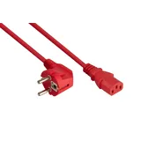 Kabelmeister Netzkabel Schutzkontakt-Stecker Typ E+F (90° gewinkelt) an Kaltgeräte-Buchse C13, rot 0,75mm2 0,5m