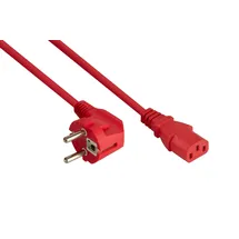 Kabelmeister Netzkabel Schutzkontakt-Stecker Typ E+F (90° gewinkelt) an Kaltgeräte-Buchse C13, rot 0,75mm2 0,5m