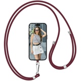 Flyzoo Handykette Universal, Handy Kordel aus Nylon, Einstellbar Crossbody Handyschnur & Handy Band zum Umhängen, Kompatibel mit Jedem Smartphones für Meisten Handyhüllen - Ohne Hülle (Dunkel Rot)