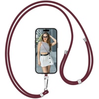 Flyzoo Handykette Universal, Handy Kordel aus Nylon, Einstellbar Crossbody Handyschnur & Handy Band zum Umhängen, Kompatibel mit Jedem Smartphones für Meisten Handyhüllen - Ohne Hülle (Dunkel Rot)