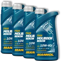 4x 1L Mannol Motorenöl Molibden Benzin Motoröl 10W-40 Öl API SL/CF / ACEA A3/B3