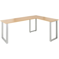 Mid.you Eckschreibtisch, Silber, Buche, Holzwerkstoff, rechteckig, U-Form, 120x75x165 cm, seitenverkehrt montierbar, Arbeitszimmer, Schreibtische, Eckschreibtische