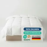 Bettdecke 155x220 90% Daunen- Made in Germany | Daunendecke Extra Warm, Leicht & Flauschig | 4 Jahreszeiten Bettdecken Für Allergiker | Decke Winter Waschbar & Atmungsaktiv