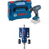 Bosch Professional 18V System Akkuschrauber GSR 18V-28 (ohne Akku und Ladegerät, in L-BOXX) + 1x Expert Tough Material Lochsäge Starter Set (für Holz mit Metall, Ø 68 mm, Zubehör Schlagbohrmaschine)