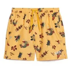 Superdry für Herren. M3010232A Hawaiianische Druck Badeanzug recycelt gelb (M), Strandbekleidung, Recyceltes Polyester, Nachhaltig