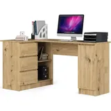 akord furniture factory AKORD B20 links Eiche Artisan und 4 Ablagen B155 x H77 x T85 cm - Hellbraun