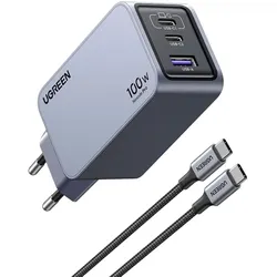 UGREEN Ladegerät Nexode Pro 100W GaN Adapter mit USB-C Ladekabel