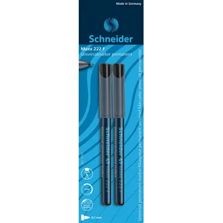 Schneider 187912 Universal Permanentmarker Maxx 222 F, 0,7 mm, schwarz, 2 Blisterkarte