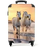 NoBoringSuitcases.com© Hartschalen-Trolley Pferd - Meer - Sonnenuntergang - Tiere - Kind 55x35x20cm, 4 Rollen, Kinder Koffer Klein, Trolley Handgepäck bunt 35 cm x 55 cm x 20 cm