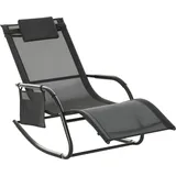 Outsunny Schaukelstuhl Schwingsessel Gartenstuhl Schaukelliege Metall Mesh Schwarz 150x62x88cm für Garten & Terrasse   Aosom.de