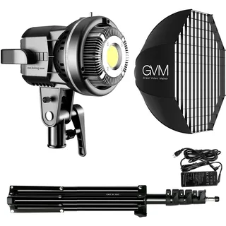 GVM LED Videoleuchte mit Softbox und Lichtstativ, 80W Bowens COB Videolicht Studiolicht 11500lux@1m 5600K Tageslicht Fotografie Dauerlicht für Studio Foto Video YouTube Streaming APP Steuerung CRI97+