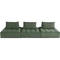 Lisa Design Marisol - 3-Stizer - modulares, gerades Sofa - strukturierter Samt , Grün - Grün