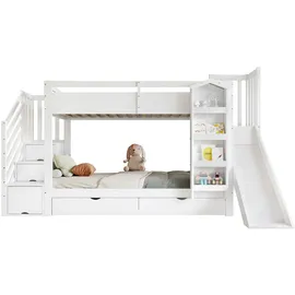Okwish Etagenbett 90 x 200 cm Kiefer massiv weiß