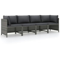 vidaXL 4-Sitzer-Gartensofa mit Kissen Grau Poly Rattan