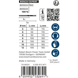 Bosch Professional Expert SDS-Plus-7X Hammerbohrer Set 7-tlg. 5/6/6/8/8/10/12mm 2608900195