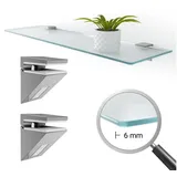Tulup Glasregal Transparent, Glas 80x0.6x13 cm Wohnzimmer, Regale, Wandregale
