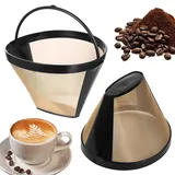 2 Stück Kaffeefilter Größe 4, Dauerkaffeefilter Metal, Wiederverwendbar Permanenter Kaffeefilter für 8-12 Tassen Kaffee, Edelstahlgewebe Kaffee Filter Mesh Korb für Meisten Kaffeemaschinen