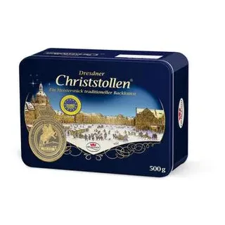 Dr.Quendt Stollen Dresdner Christstollen, in edler Metallbox, mit Rosinen, 500g