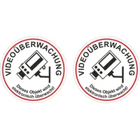 Hermann Schütz Aufkleber Videoüberwachung'' 2er-Set Ø 6 cm PCV-Folie