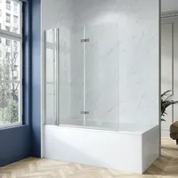 AQUABATOS® Badewannenaufsatz Duschabtrennung Duschtrennwand für Badewanne Faltbar Badewannenfaltwand Duschwand Glas 5 mm Sicherheitsglas mit Nano...