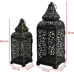 Rebecca Mobili 2er-Set Kerzenständer aus schwarzem Metall im ethnischen Stil