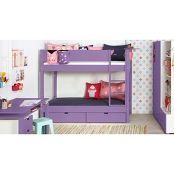 Etagenbett 90x200 cm schwarz aus MDF und Buche - Kids Town Color