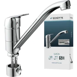 Spültischarmatur SCHÜTTE "LUCA", silber (silberfarben), Messing, Armaturen, für Unterfenster-Montage, Wasserhahn Küche in Chrom, Hochdruck