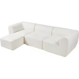 [en.casa] Modular Sofa, 3-Sitzer Hurvas mit Longchair Bouclé Cremeweiß