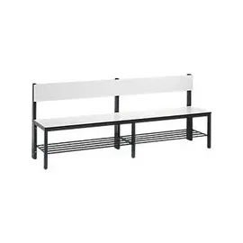 C+P Sitzbank mit Rückenlehne, Basic Plus, H796xB1960xT407mm, Gestell Schwarzgrau / Dekor Weiß (8062-310)