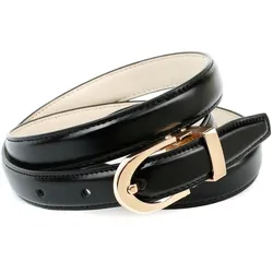 Ledergürtel ANTHONI CROWN, Damen, Gr. 105, schwarz, Leder, unifarben, elegant,feminin,klassisch, Gürtel, Schmaler Business-Gürtel mit goldfarbener Schließe