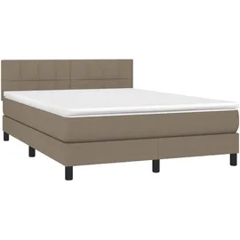 vidaXL Boxspringbett mit Matratze & LED Taupe 140x200 cm Stoff