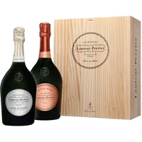 Champagne Laurent-Perrier Cuvée Rosé Brut und Blanc de Blancs in Holzkiste