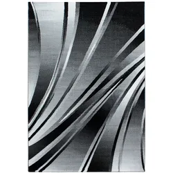 Teppich Handwäsche Kurzflor Abstrakte Wellen Polypropylen Wohnzimmer Schwarz Rechteckig 280x370 | Kadima Design