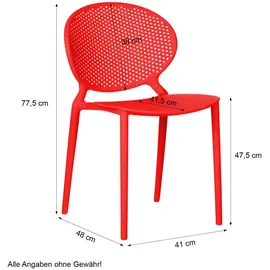Homestyle4u Gartenstuhl 41 x 48 x 77 cm rot 4 St.