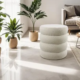 Tectake tectake® Sitzhocker mit Stauraum, rund, gepolstert, weicher, pflegeleichter Bezug