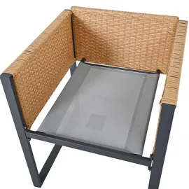 stilvora Garten Essgruppe Mit 1 Tisch Und 6 Sesseln, Hohe Rückenlehne Und Abnehmbare Kissenbezüge, Rattan Und Stoff, Braun