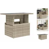 vidaXL Gartentisch mit Glasplatte Hellgrau 100x55x73 cm Poly Rattan