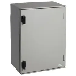 Schneider Electric NSYCMUIA80 Bewegl. Rohrverbindung, quadr., 80mm, Gussstahl, RAL7040, f. S3CM-HMI-Gehäuse