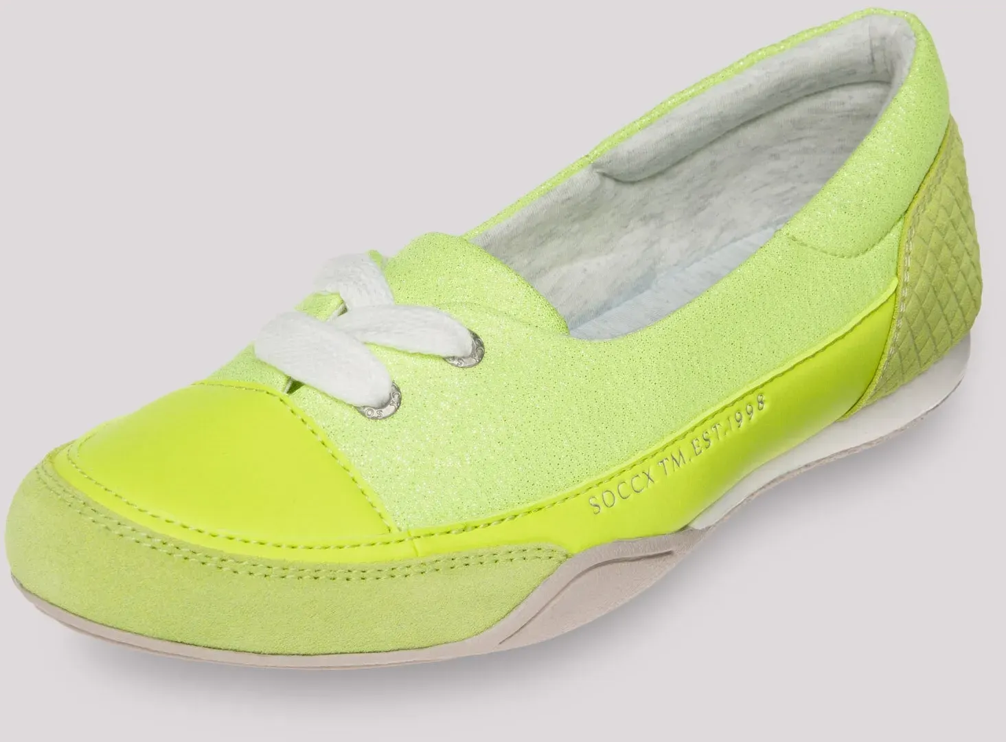 Ballerina SOCCX, Damen, Gr. 38, gelb (summer lime), Leder, Synthetik, Textil, bedruckt, Schuhe Ballerina, mit gepolsterter Textildecksohle