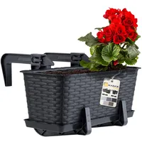 Kadax Balkontopf mit Untersatz, Pflanzkasten, 40cm, Anthrazit -