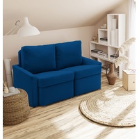 DOMO. collection Sofa Relax, 2-Sitzer Dauerschläfer, Boxspring Couch mit Schlaffunktion, Schlafsessel, Gästebett, Schlafsofa 168 x 96 x 86 cm (BxTxH), Marine blau