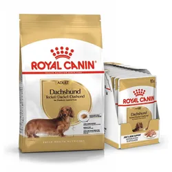 ROYAL CANIN Dachshund Adult Hundefutter trocken für Dackel 7,5 kg  + nass für Dackel 12 x 85 g