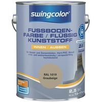 swingcolor 2in1 Flüssigkunststoff / Fußbodenfarbe RAL 1019 6151.D2,5.10.19 (Graubeige, 2,5 l, Seidenmatt)