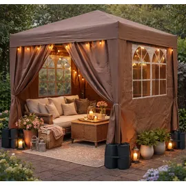 Quick Star Faltpavillon 2,5 x 2,5 m inkl. 4 Seitenteile Beige