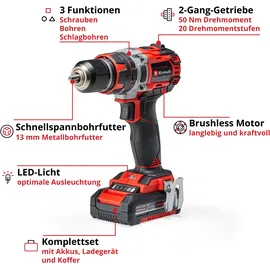 Einhell TE-CD 18/50 Li-i BL inkl. 2 x 2,0 Ah