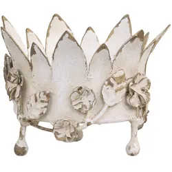 Chic Antique Kerzenständer Krone mit Blumen, H11/Ø14,5 cm, antik creme