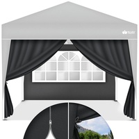 tillvex® 2X Seitenwand anthrazit für Pavillon 3x3m & 3x6m | Faltpavillon Seitenteile wasserabweisend | Seitenfenster & Reißverschluss | Seitenw...
